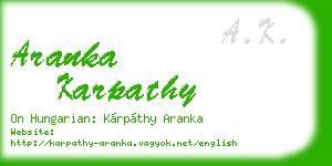aranka karpathy business card
